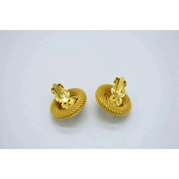 Jewels By Le Dor Clear Rhinestone Gold Tone Metal Mesh 1950s Demi Parure Jewelry - Picture 3 of 12